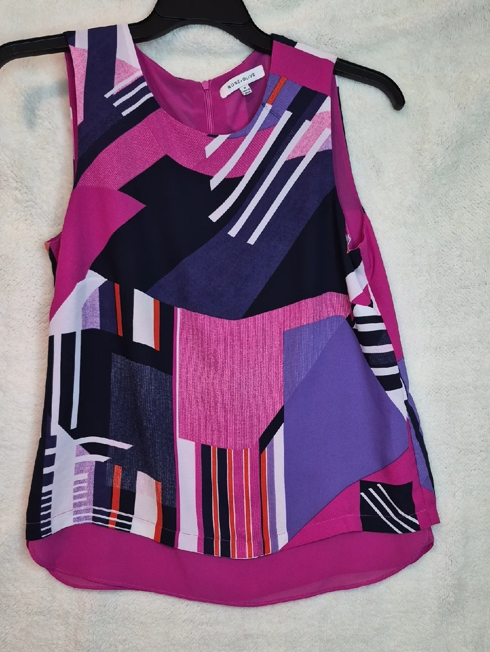 Rose &‎ Olive Women's Pink and Purple Geometric Sleeveless Camisole Size M